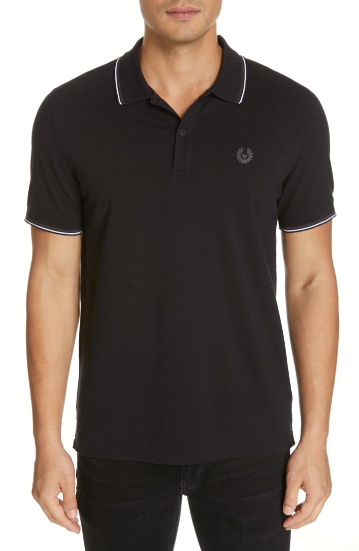 Men's Belstaff Stewarton Tipped Pique Polo - Black