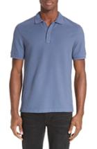 Men's Atm Anthony Thomas Melillo Stitched Collar Cotton Pique Polo, Size - Blue