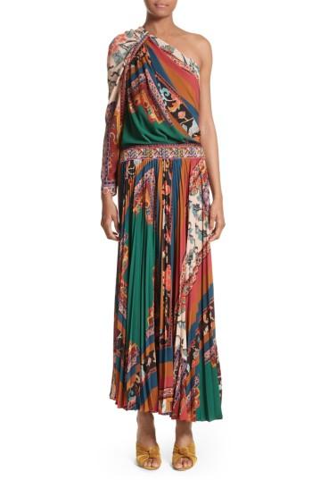 Women's Etro Print One-shoulder Maxi Dress Us / 38 It - Green