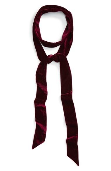 Women's Halogen Velvet Skinny Scarf, Size - Burgundy