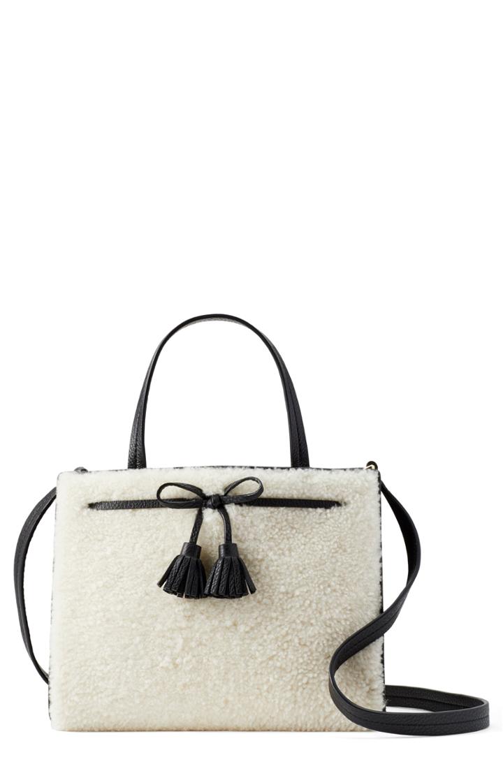 Kate Spade New York Hayes Street - Sam Genuine Shearling & Leather Satchel - Black