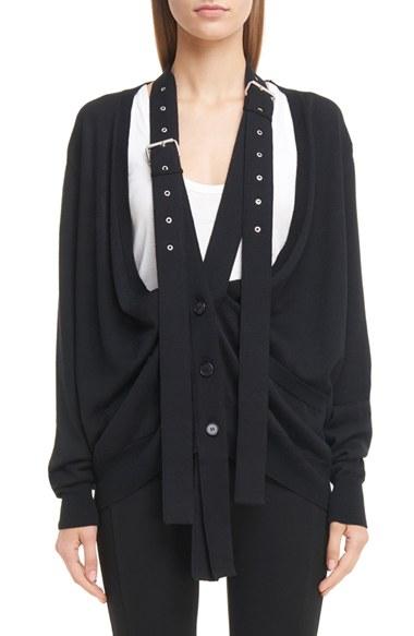 Women's Givenchy Wool & Silk Cardigan With Attached Suspenders