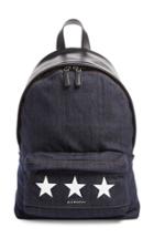 Givenchy Small Star Print Denim & Leather Backpack -