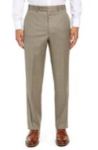 Men's John W. Nordstrom Torino Traditional Fit Flat Front Solid Wool Trousers - Brown