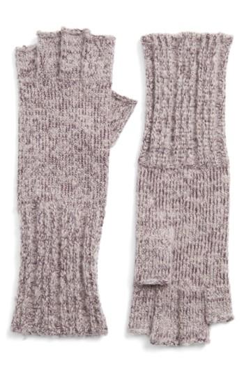 Women's Halogen Rib Knit Fingerless Gloves, Size - Purple