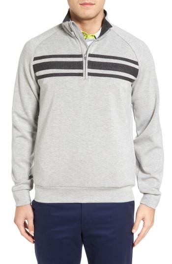 Men's Bobby Jones R18 Trio Tech Quarter Zip Golf Pullover - Grey