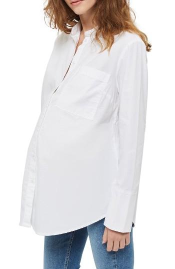 Women's Topshop Zayn Split Back Maternity Shirt Us (fits Like 0-2) - White