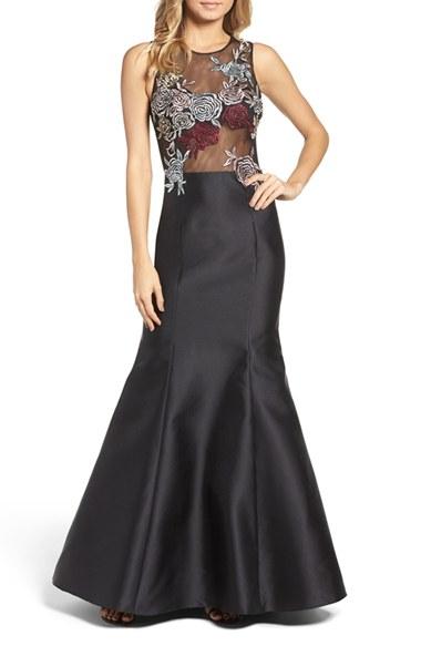Women's Xscape Mesh & Mikado Gown