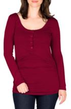 Women's Nom Ruched Long Sleeve Maternity Top - Burgundy