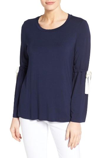 Women's Pleione Ribbon Tie Bell Sleeve Top - Blue