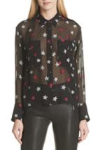 Women's Rag & Bone Pearson Star Print Silk Blend Shirt - Black