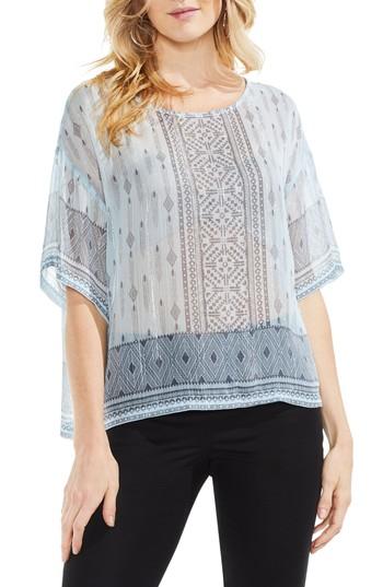 Women's Vince Camuto Delicate Diamond Geo Sheer Top, Size - Blue
