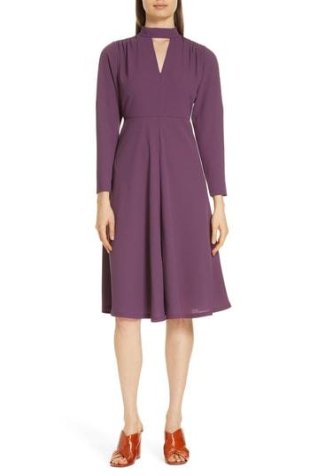Women's Lewit Choker Neck Crepe Dress - Purple