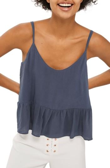 Women's Topshop Peplum Camisole Us (fits Like 2-4) - Grey