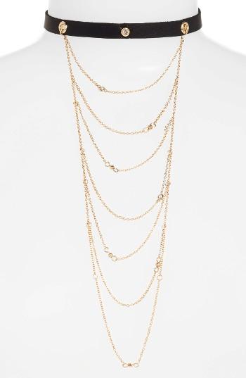 Women's Ettika Layered Chain & Leather Choker