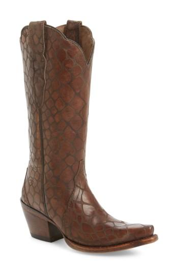 Women's Ariat Antebellum Croc Embossed Western Boot .5 M - Brown