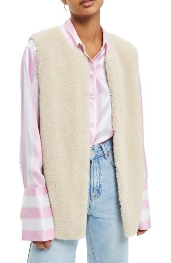 Women's Topshop Faux Shearling Gilet Us (fits Like 0-2) - White