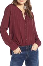 Women's Treasure & Bond Metallic Sheer Stripe Shirt, Size - Red