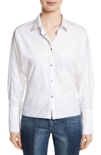 Women's Colovos Stitch Detail Poplin Blouse