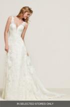 Women's Pronovias Drulias V-neck Lace A-line Gown, Size In Store Only - Ivory