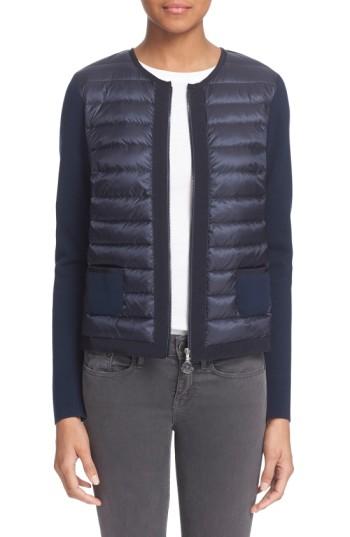 Women's Moncler 'maglia' Quilted Down Front Tricot Cardigan