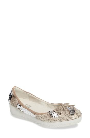 Women's Fitflop(tm) Superballerina Sequin Ballet Flat .5 M - Beige