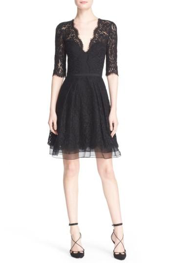 Women's Carolina Herrera Lace A-line Cocktail Dress - Black