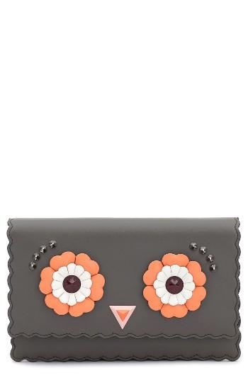 Women's Fendi Faces Leather Tube Wallet On A Chain - Blue/green