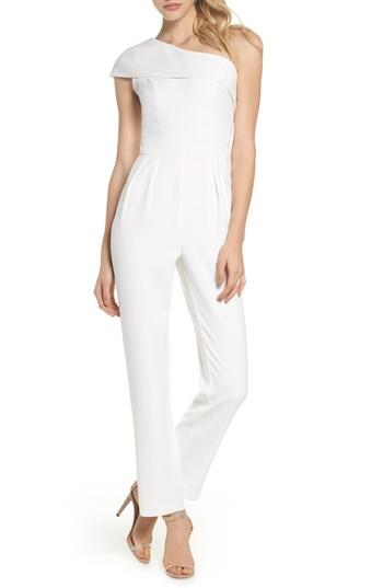 Women's Vince Camuto One-shoulder Crepe Jumpsuit - Ivory