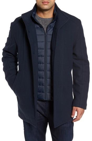 Men's Marc New York Shadow Plaid Car Coat With Zip Out Bib
