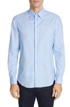 Men's Emporio Armani Trim Fit Check Dress Shirt, Size - Blue