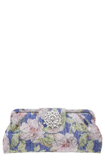Nina Floral Print Frame Clutch - Blue