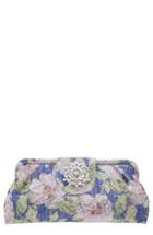 Nina Floral Print Frame Clutch - Blue