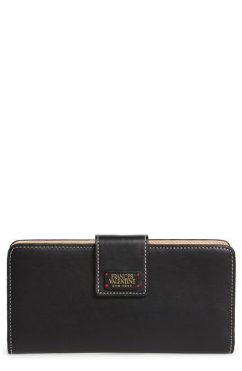 Women's Frances Valentine Slim Jefferson Calfskin Leather Wallet - Black