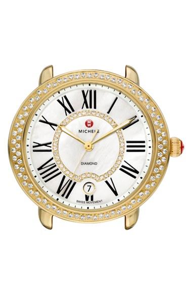 Women's Michele Serein 16 Diamond Gold Plated Watch Case, 34mm X 36mm