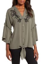 Women's St. John Collection Drape Neck Stretch Crepe De Chine Blouse