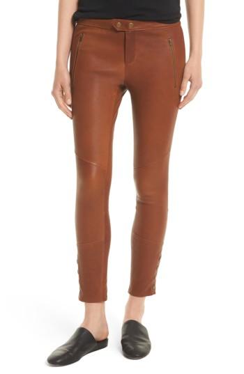 Women's Joie Darnella Leather Pants - Brown