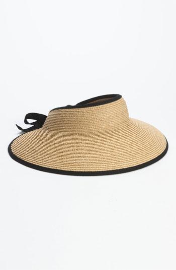 Women's Helen Kaminski 'mita' Packable Raffia Visor - Black