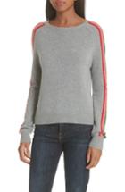 Women's Allude Rainbow Stripe Merino Wool Blend Sweater - Grey