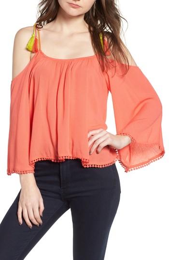 Women's Cupcakes And Cashmere Bettie Cold Shoulder Blouse - Coral