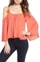 Women's Cupcakes And Cashmere Bettie Cold Shoulder Blouse - Coral