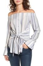 Women's Love, Fire Stripe Off The Shoulder Top - Blue
