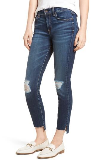 Women's 7 For All Mankind The Ankle Skinny Ripped Step Hem Jeans - Blue