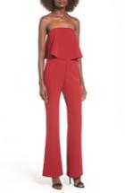 Women's Socialite Popover Strapless Jumpsuit - Red