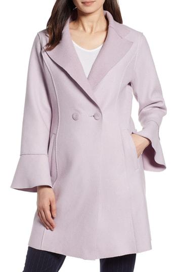 Women's Halogen Raw Edge Bell Sleeve Coat - Purple