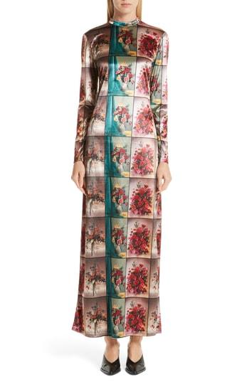 Women's Stella Mccartney Vase Print Velvet Maxi Dress Us / 40 It - Blue