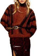 Women's Topshop Metallic Stripe Sweater - Brown