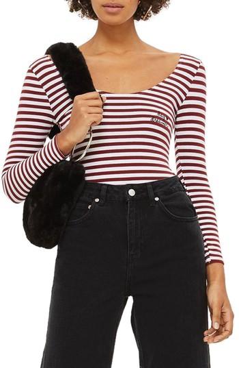 Women's Topshop Day Dreamer Bodysuit Us (fits Like 0-2) - Burgundy