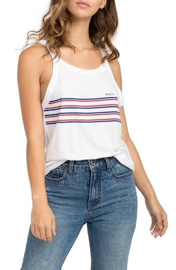 Women's Rvca Cana Stripe Tank - White