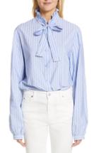 Women's Gucci Logo Stripe Tie Neck Blouse Us / 36 It - Blue